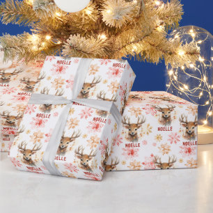 Papel De Presente Reindeer e Luzes de Natal Personalizadas