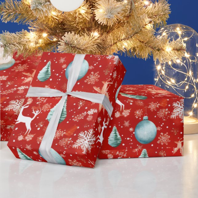 Papel De Presente Reindeer Enfeites de natal Snowflakes Natal (Feriados)
