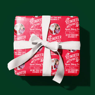 Papel De Presente Reindeer Express do Papai noel Nome e Foto Natal