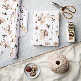 Papel De Presente Reindeer Farmhouse Fazenda de Árvore de Natal | Fé