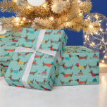 Papel De Presente Reindeer Hat Christmas Dachshund Vestindo Suéter<br><div class="desc">Reindeer Hat Christmas Dachshund Vestindo Papel De Molhador</div>