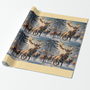 Papel De Presente Reindeer majestoso em uma terra maravilhosa de inv