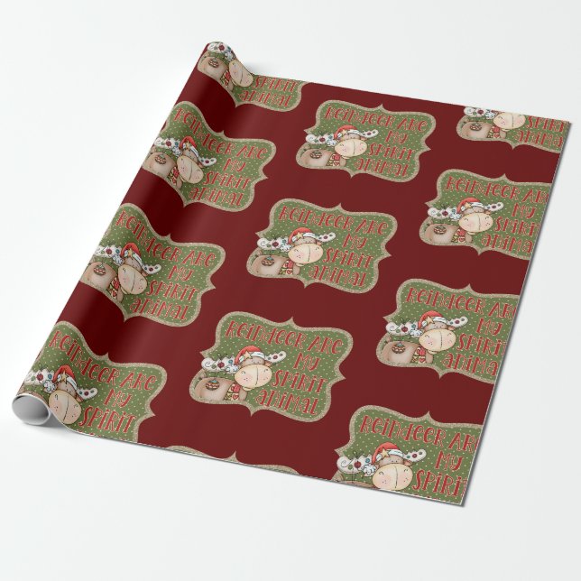Papel De Presente Reindeer Natal Holiday (Desenrolado)