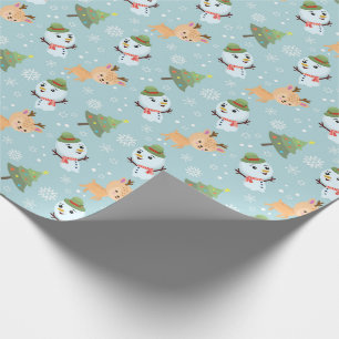 Papel De Presente Reindeer, Neves e Árvores de Natal