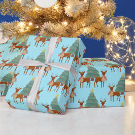Papel De Presente Reindeer no Natal