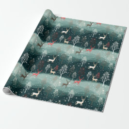 Papel De Presente Reindeer Snowflake de Natal Carol Wrap