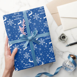 Papel De Presente Reindeer Snowflake Escolha Sua Cor Natal