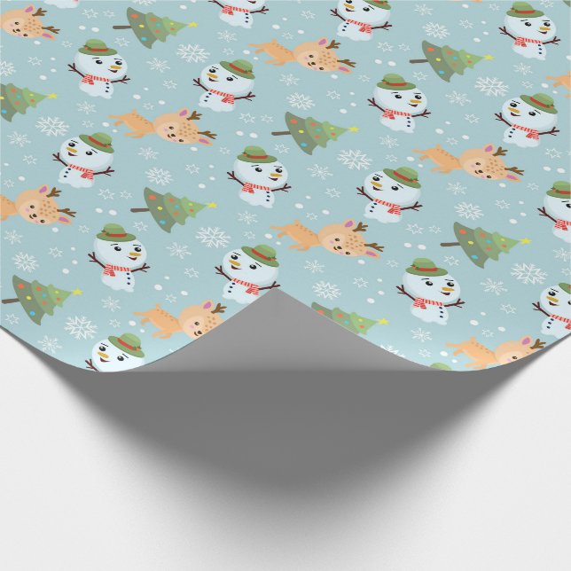 Papel De Presente Reindeer, Snowmen e Árvores de Natal (Ponta)