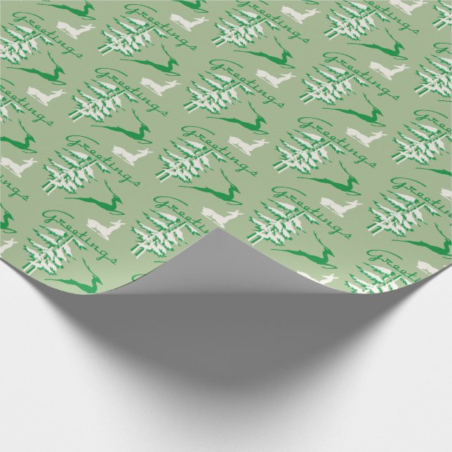 Papel De Presente Reindeer Vintage Natal de 1940 (Ponta)