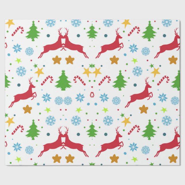Papel De Presente Reindeers vermelhos (Barra)