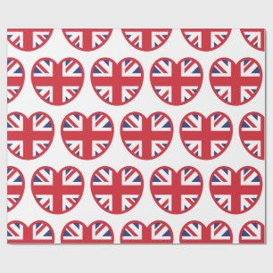 Papel De Presente Reino Unido Union Jack Flag Heart