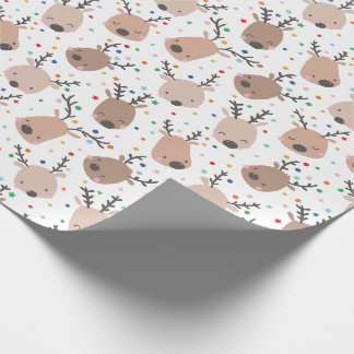 Papel De Presente Reinveiros de Natal bonitos com pontos e estrelas