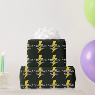 Papel De Presente Relâmpago amarelo personalizado para aniversário