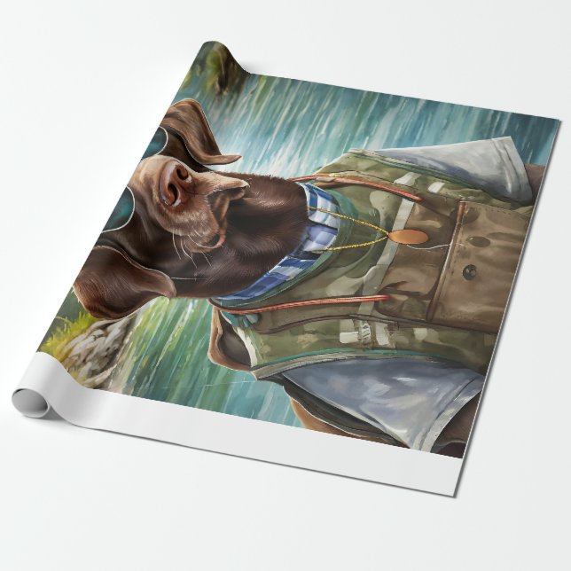 Papel De Presente Relaxe e Saia, Pescador Lab Chocolate (Desenrolado)