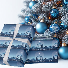 Papel De Presente Religious Christmas Nativity Scene Blue