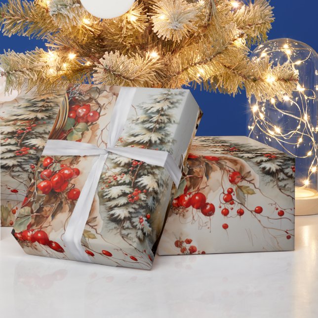 Papel De Presente Relógio da Igreja da Corça de Natal (Feriados)