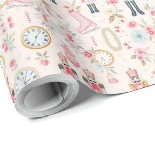 Papel De Presente Relógio de patins de gelo do quebra-nozes rosa