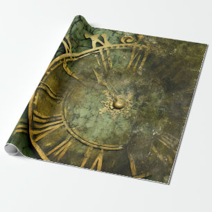 Papel De Presente Relógio Emerald Green Rustic Steampunk (12)