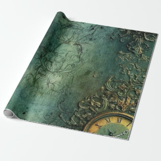 Papel De Presente Relógio Russo Emerald Green Steampunk (8)