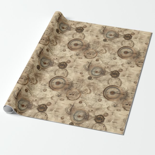 Papel De Presente Relógio Russo Vapor (11) (Desenrolado)