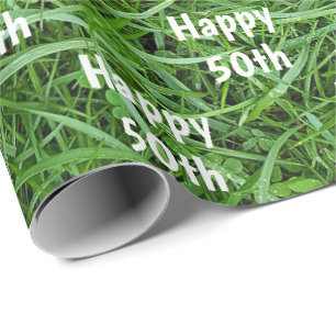 Papel De Presente Relva Verde 50º Aniversário