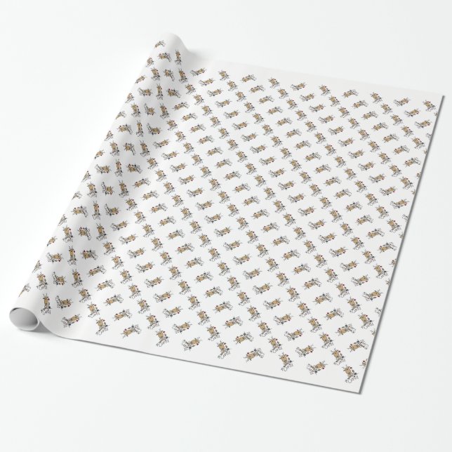 Papel De Presente Rena Cupido Natal e Presentes (Desenrolado)