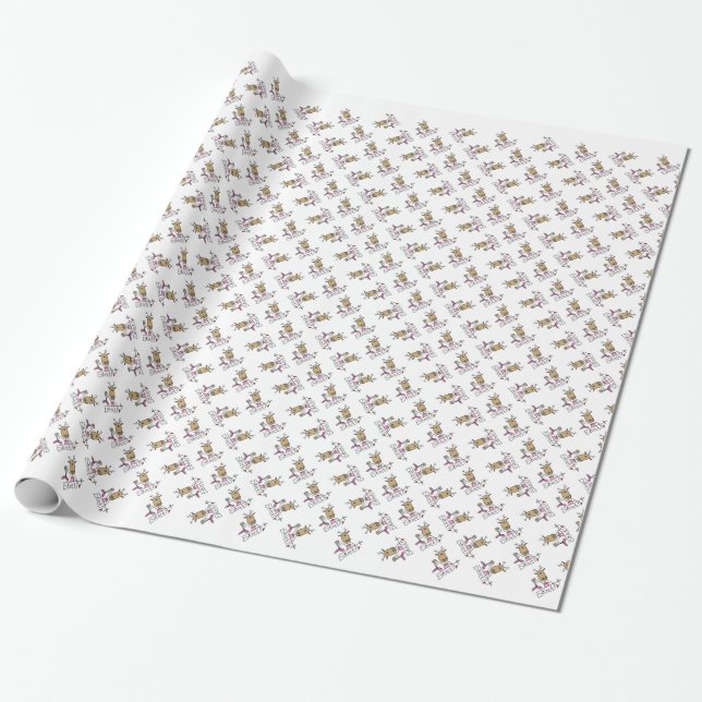 Papel De Presente Rena Dançarina e Presentes (Desenrolado)