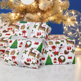 Papel De Presente Rena de Natal Bonecos de Neve Presentes de Natal