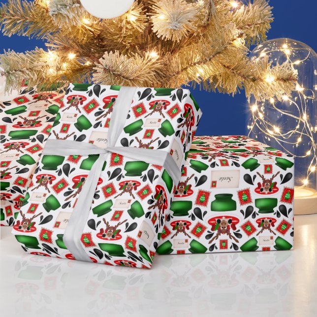 Papel De Presente Rena de Natal Cestiva Vermelha Kasky (Feriados)