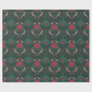 Papel De Presente Rena de Natal em Damasco de William Morris