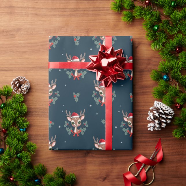 Papel De Presente Rena de Natal Fofa (Presente de Natal)