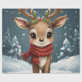 Papel De Presente Rena de Natal fofa