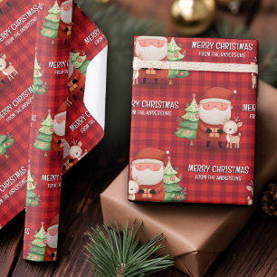 Papel De Presente Rena de Papai Noel Fofa Feliz Natal Nome Vermelho