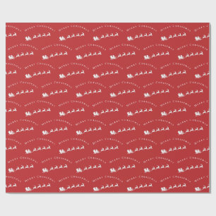 Papel De Presente Rena de Trenó do Papai Noel Natal Alegre Vermelho