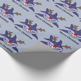 Papel De Presente Rena engraçada do tubarão do Natal