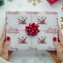 Papel De Presente Rena Velha Personalizada com Flocos de Neve Atômic