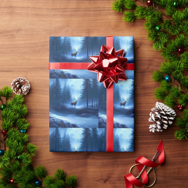 Papel De Presente Renascença Adorável de Rena do Inverno Férias Mági (Presente de Natal)