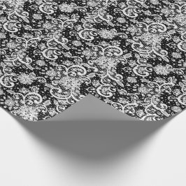 Papel De Presente Renda Branca no Preto 