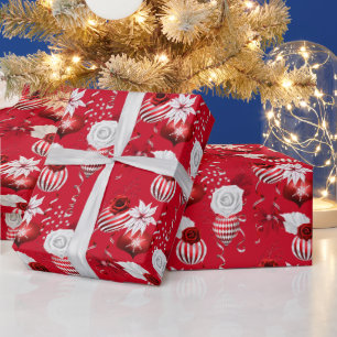 Papel De Presente Renda Floral de Peppermint de Natal   Ornamento