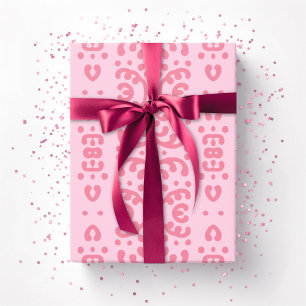 Papel De Presente Renda Renda em Rosa