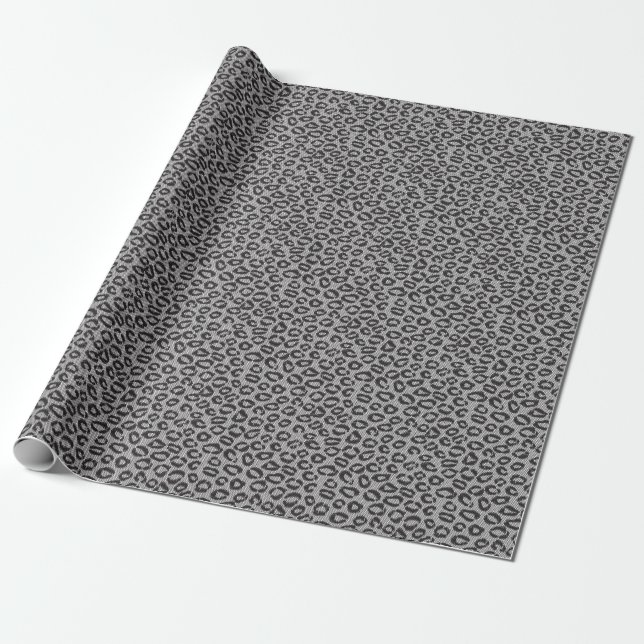 Papel De Presente rendas da rede preta com padrão-leopardo em branco (Desenrolado)
