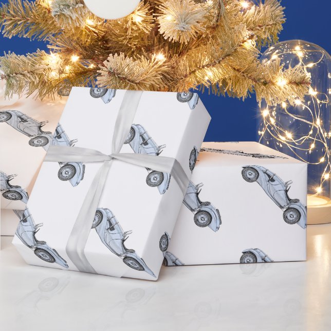 Papel De Presente Renderização de estilo de lápis BMW 328 Azul 1936 (Feriados)