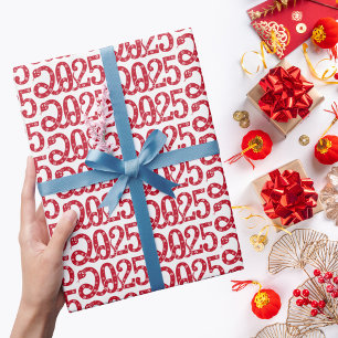 Papel De Presente Repetição do Cobra vermelho 2025 Ano Novo chinês