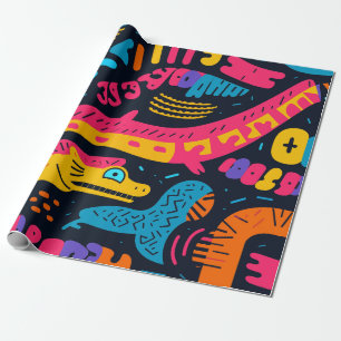 Papel De Presente Répteis de cores vibrantes