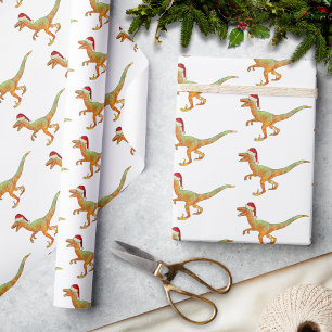Papel De Presente Réptil Dinossauro de Natal