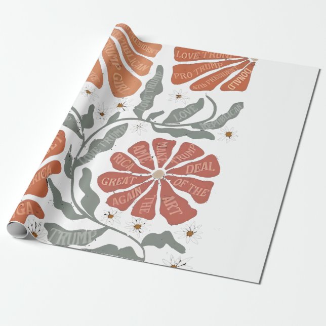 Papel De Presente RESIST: Protesto Político Anti-Trump Floral (Desenrolado)