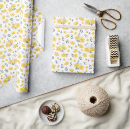 Papel De Presente Resplendor da Primavera: Flor de Papoula Amarela