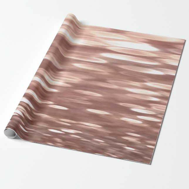 Papel De Presente Resumo #3: brilho de Rosa Dourada Cobre (Desenrolado)