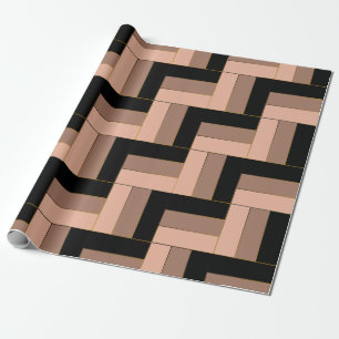 Papel De Presente Retângulos Geométricos Preto Marrom Café