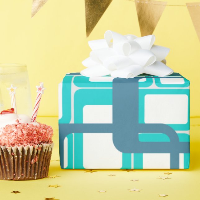 Papel De Presente Retângulos Modernos do Médio Aberto (Festa de aniversário)